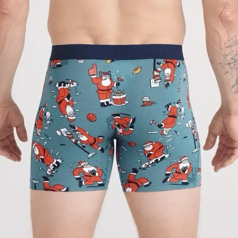 SAXX Vibe Xtra Soft Comfort Boxer Brief 6” Santa BallPark Pouch Fly Open XXL/TTG